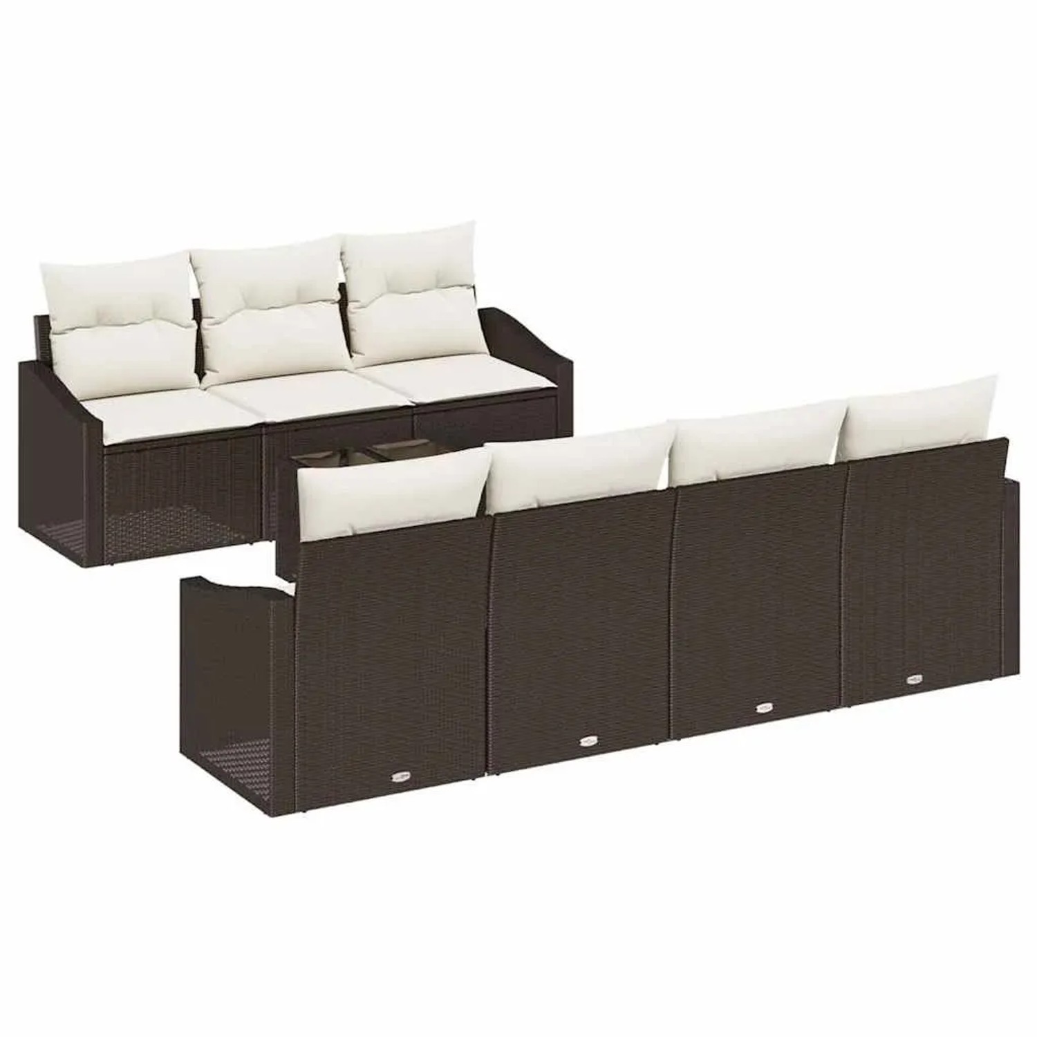 vidaXL Sofa Set mit Kissen 8-Tlg Braun und Creme Poly-Rattan 3346628 günstig online kaufen