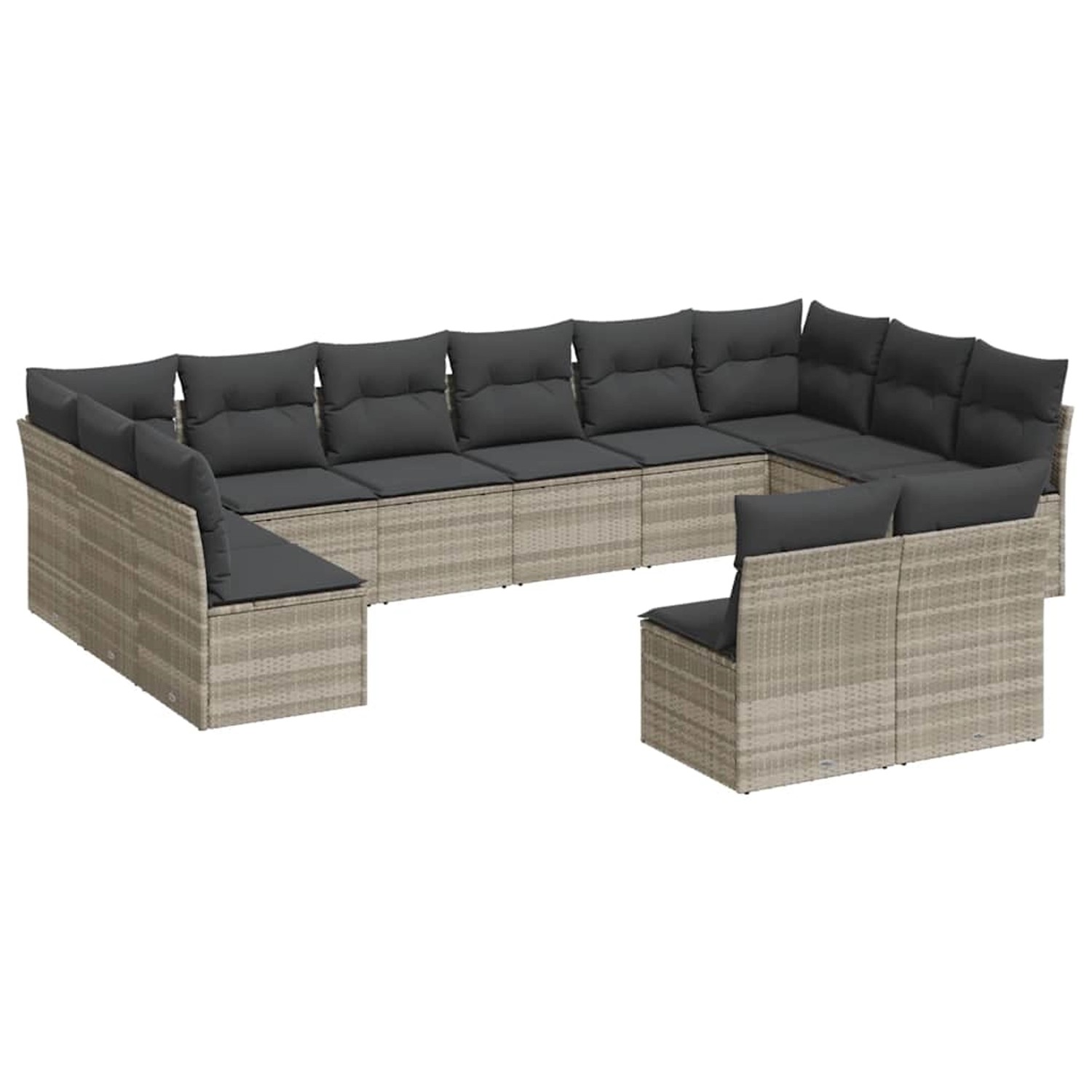 vidaXL 12-Tlg Garten-Sofagarnitur mit Kissen Hellgrau Poly Rattan 3250211 günstig online kaufen