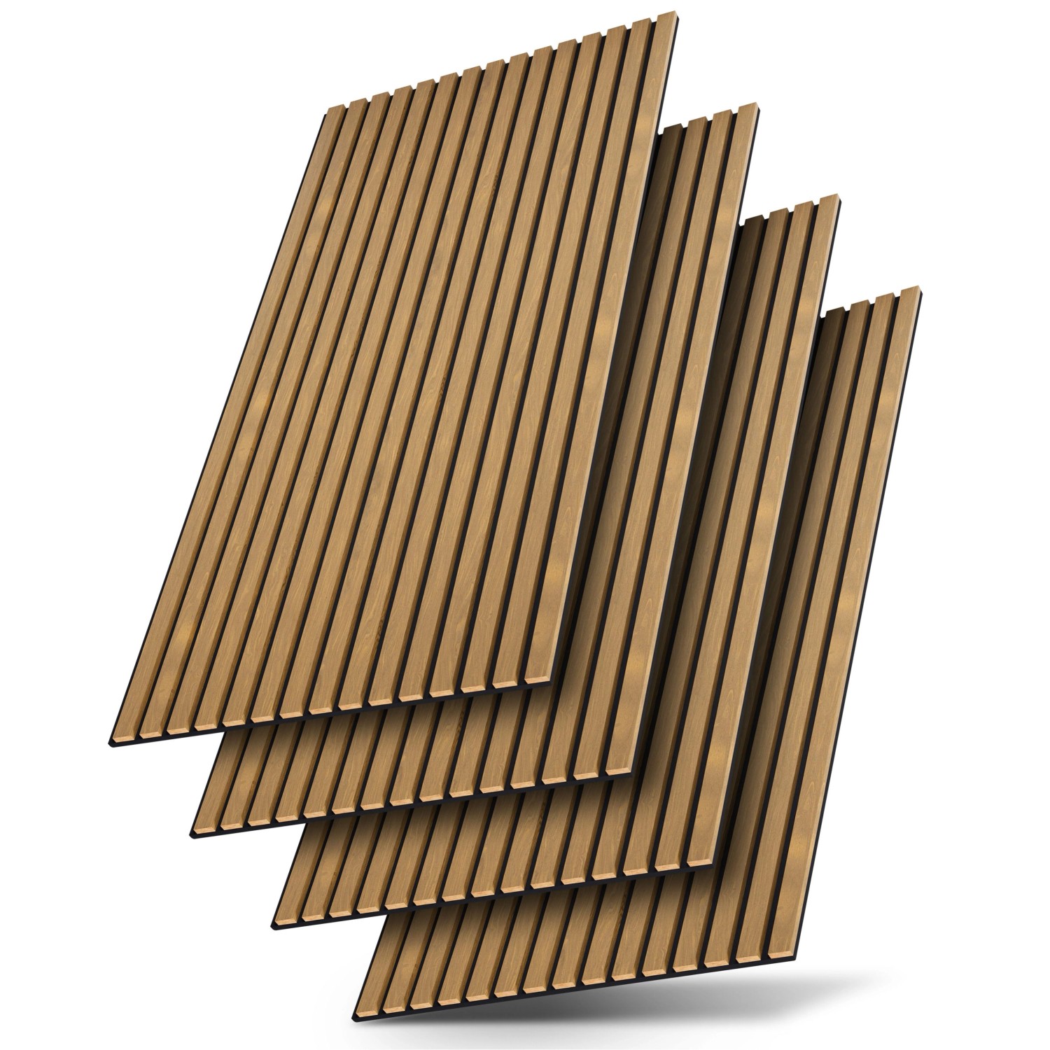 Juskys Wandpaneele Akustik 4er Set 120x60 cm Eiche Natur Dunkel günstig online kaufen