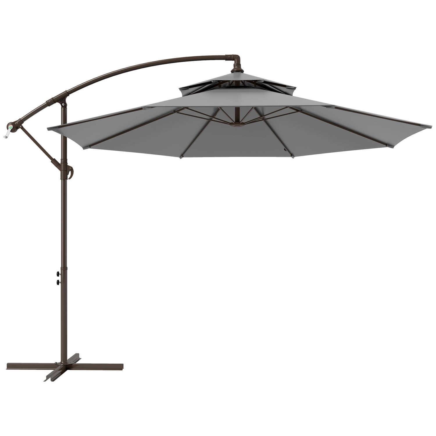 Outsunny Sonnenschirm Polyester Stahl 267L x 267B x 245H cm Hellgrau günstig online kaufen