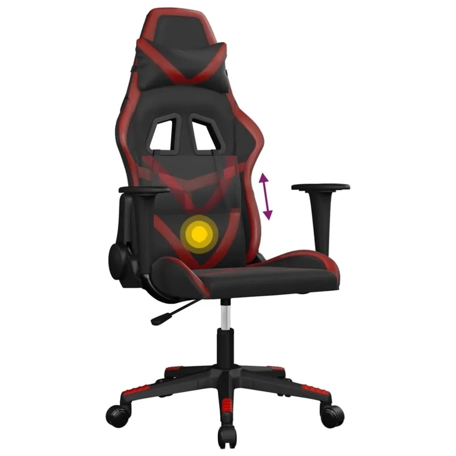 vidaXL Gaming-Stuhl mit Massagefunktion Schwarz und Weinrot Kunstleder 345430_6