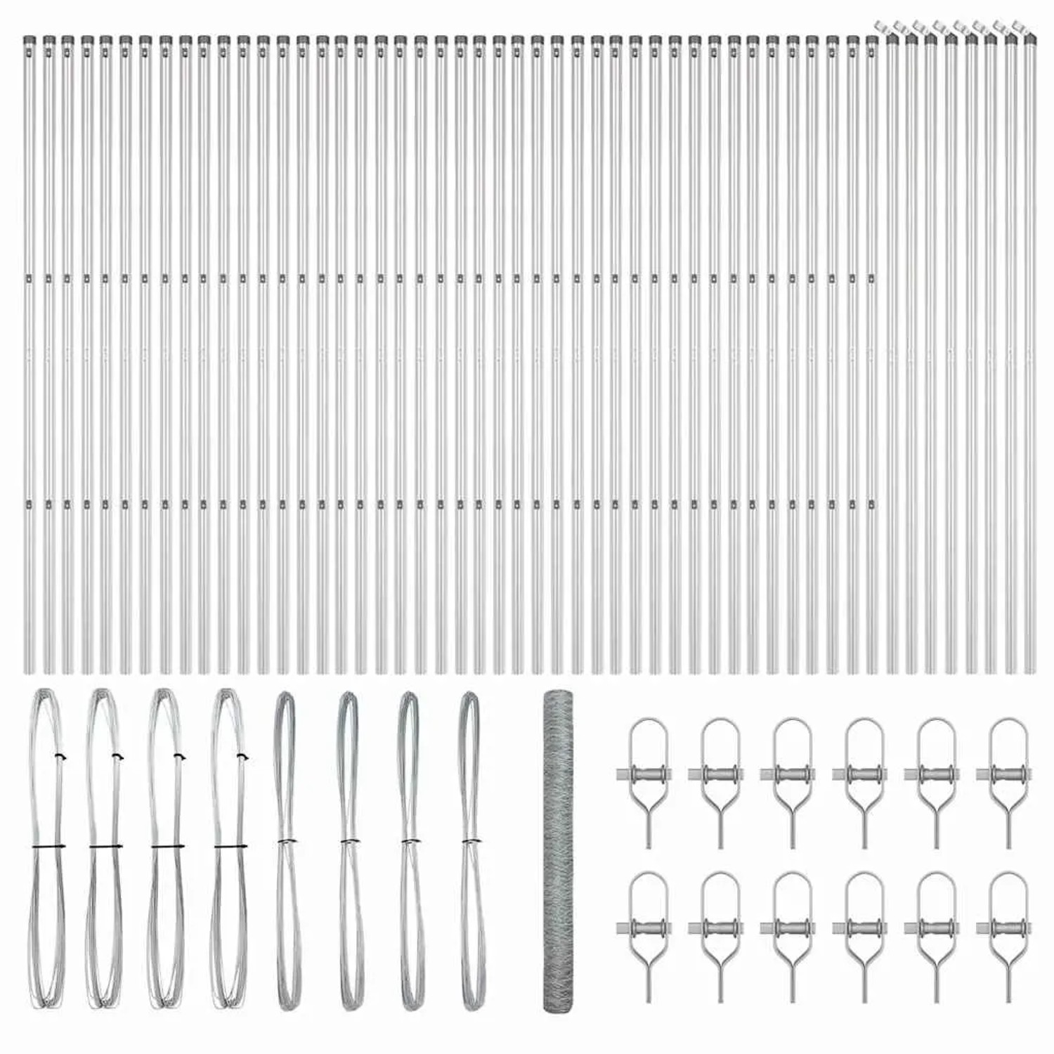 vidaXL Zaunpfosten Silber 100 x 1,6 m 36 mm Maschen Stahl 3353040 günstig online kaufen