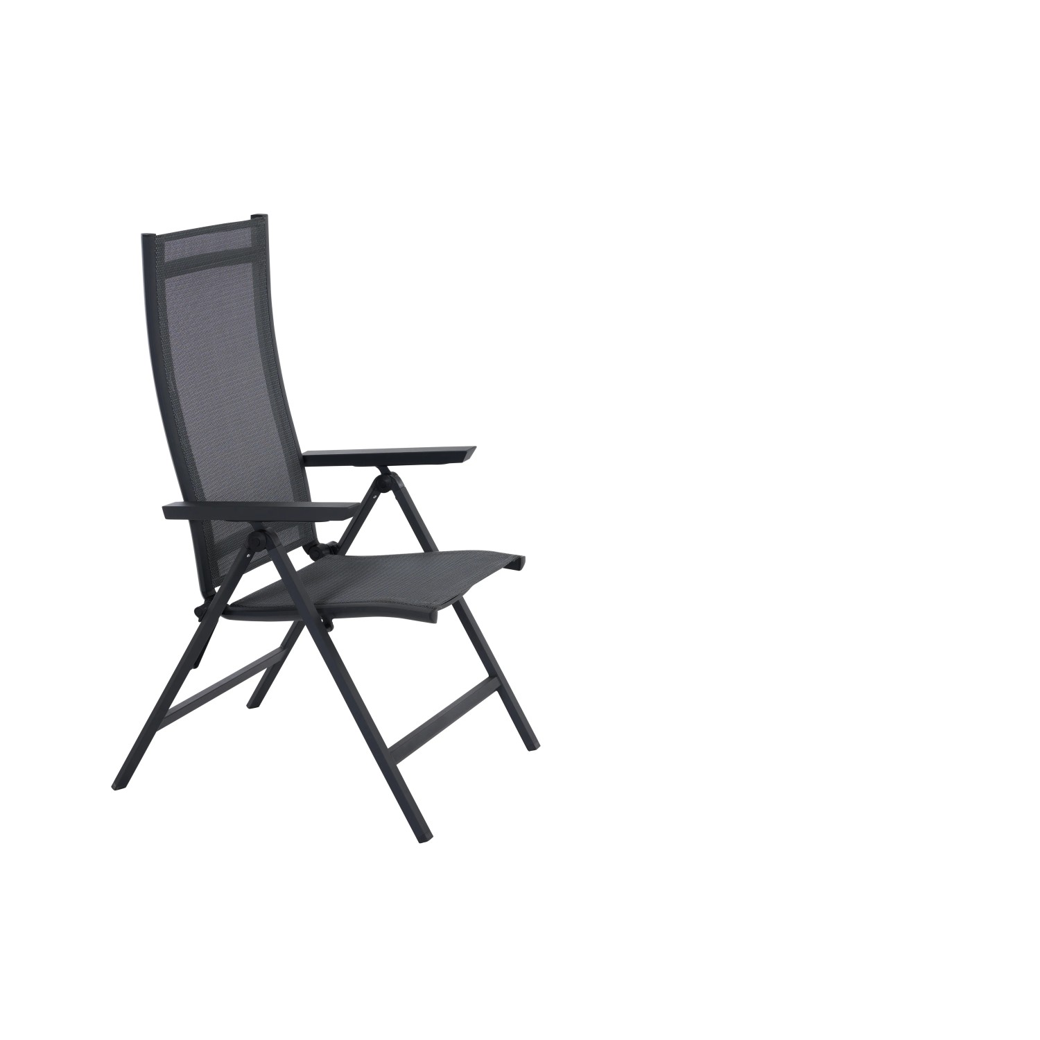 Siena Garden Klappsessel Tauro, anthrazitfarbener Gartenstuhl mit Armlehnen, platzsparend klappbar.