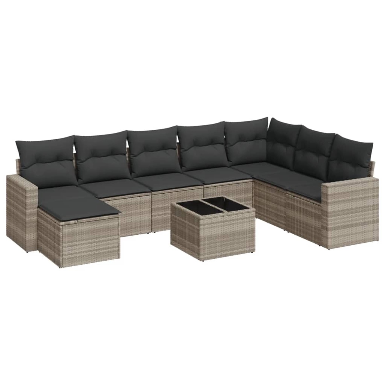 vidaXL 9-Tlg Garten-Sofagarnitur mit Kissen Hellgrau Poly Rattan 3219362 günstig online kaufen