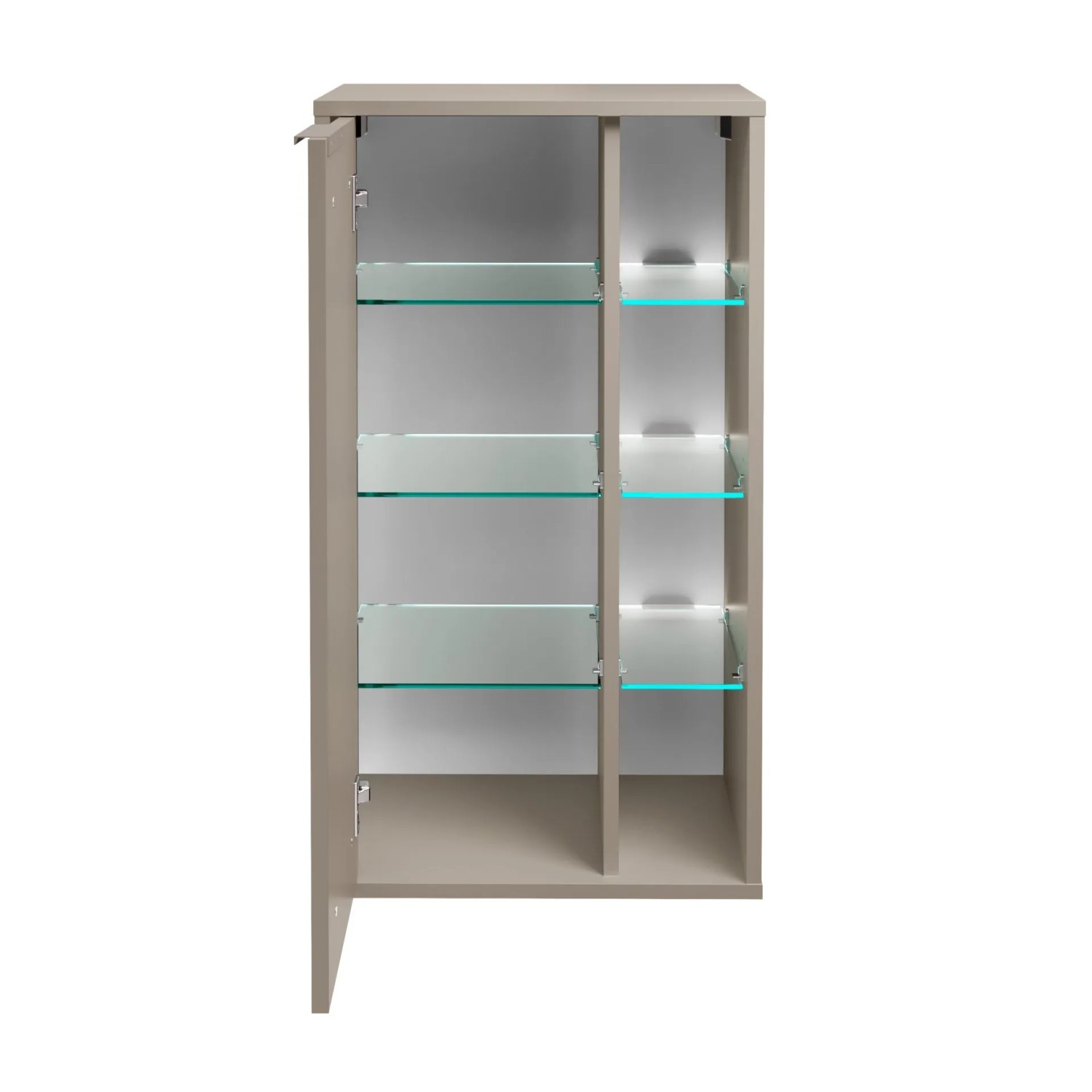 Fackelmann Fach-Midischrank B.Paris, Cubanit Grau, mit Glasböden und Beleuchtung.