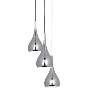 Näve Pendelleuchte Drop, 3-flammig, Chrom. Moderne Hängelampe aus Metall mit tropfenförmigen Schirmen.