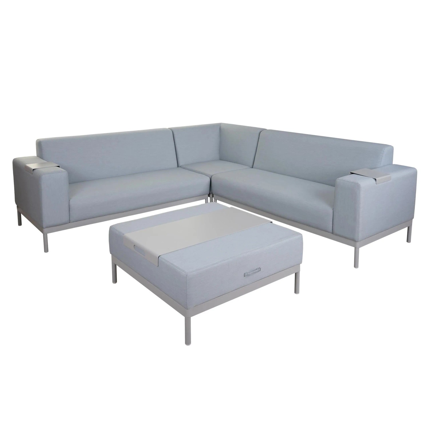 MCW Ecksofa C47 Couch Wasserabweisend 245cm Blau mit Ablage