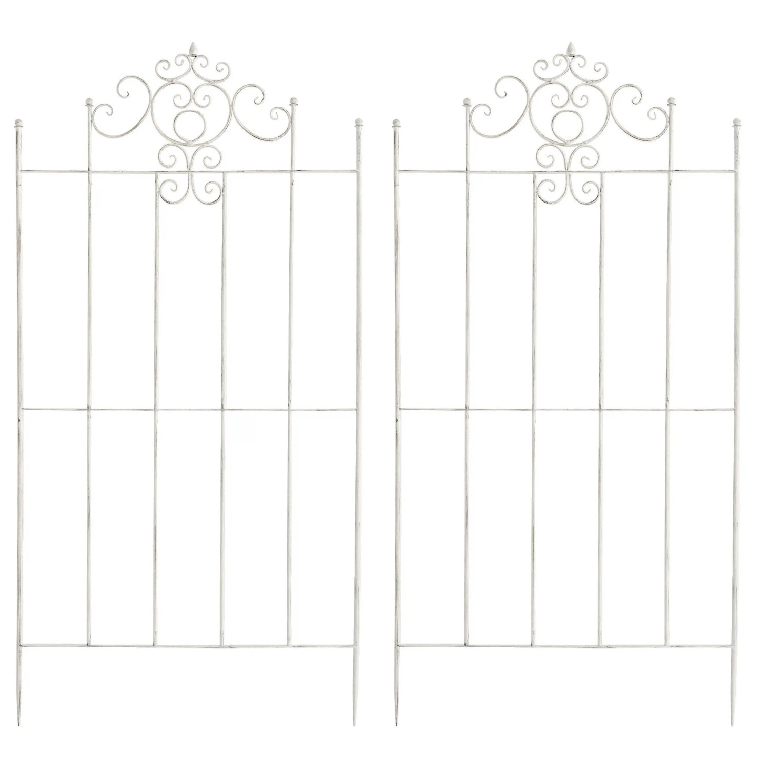 DELUKE Rankgitter HEIKE 2er Set 85,5x2x170cm Metall Antik-Weiß Rankhilfe Kletterpflanzen Gartendekoration