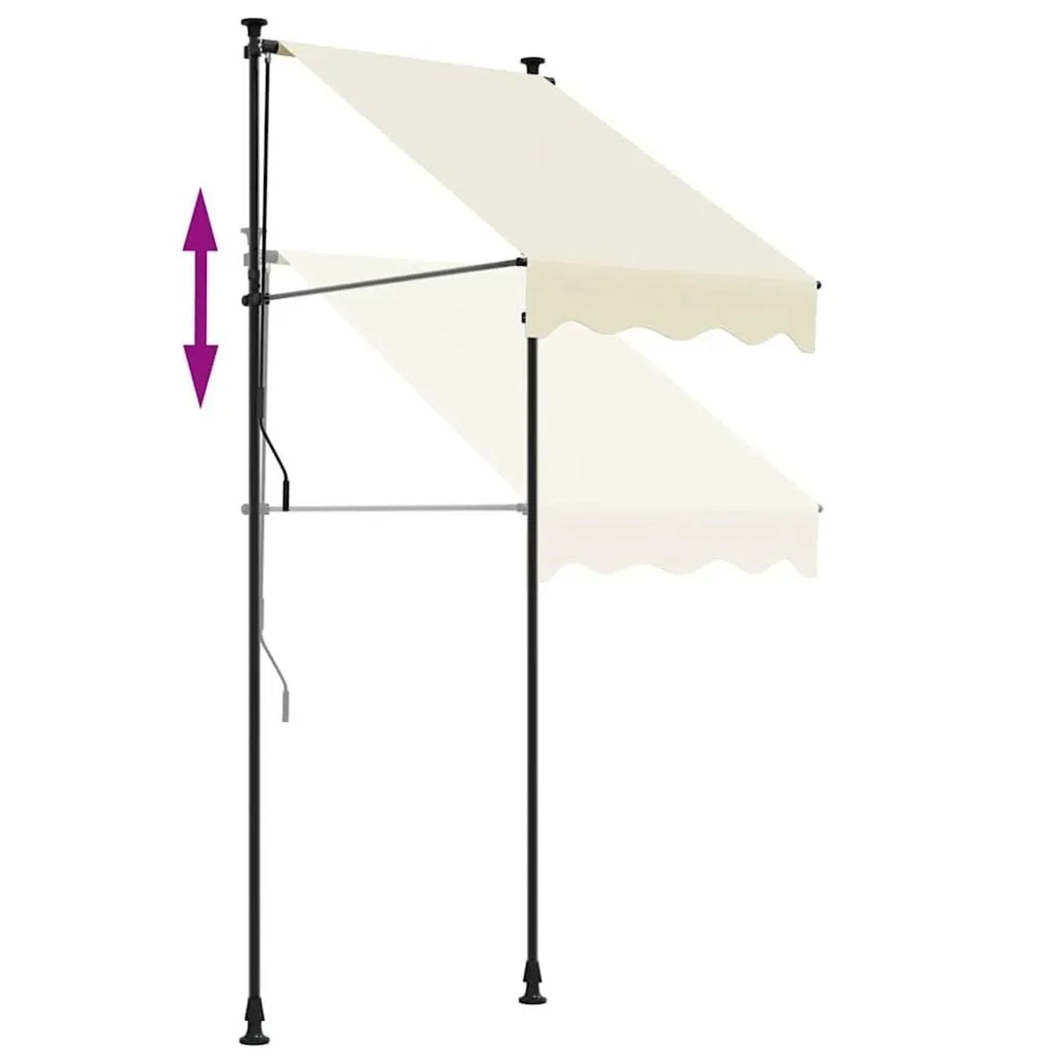 Einziehbare, creme-farbene vidaXL Markise, 100x150 cm, Stoff und Stahl.