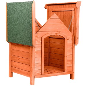 Tectake Hundehütte Bailey aus lasiertem Holz, wetterfest, mit aufklappbarem Dach.