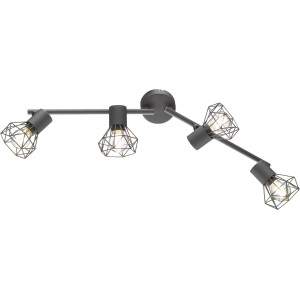 Moderne, graue Deckenleuchte Ran von Fischer & Honsel mit vier Spots und E14 Fassungen.