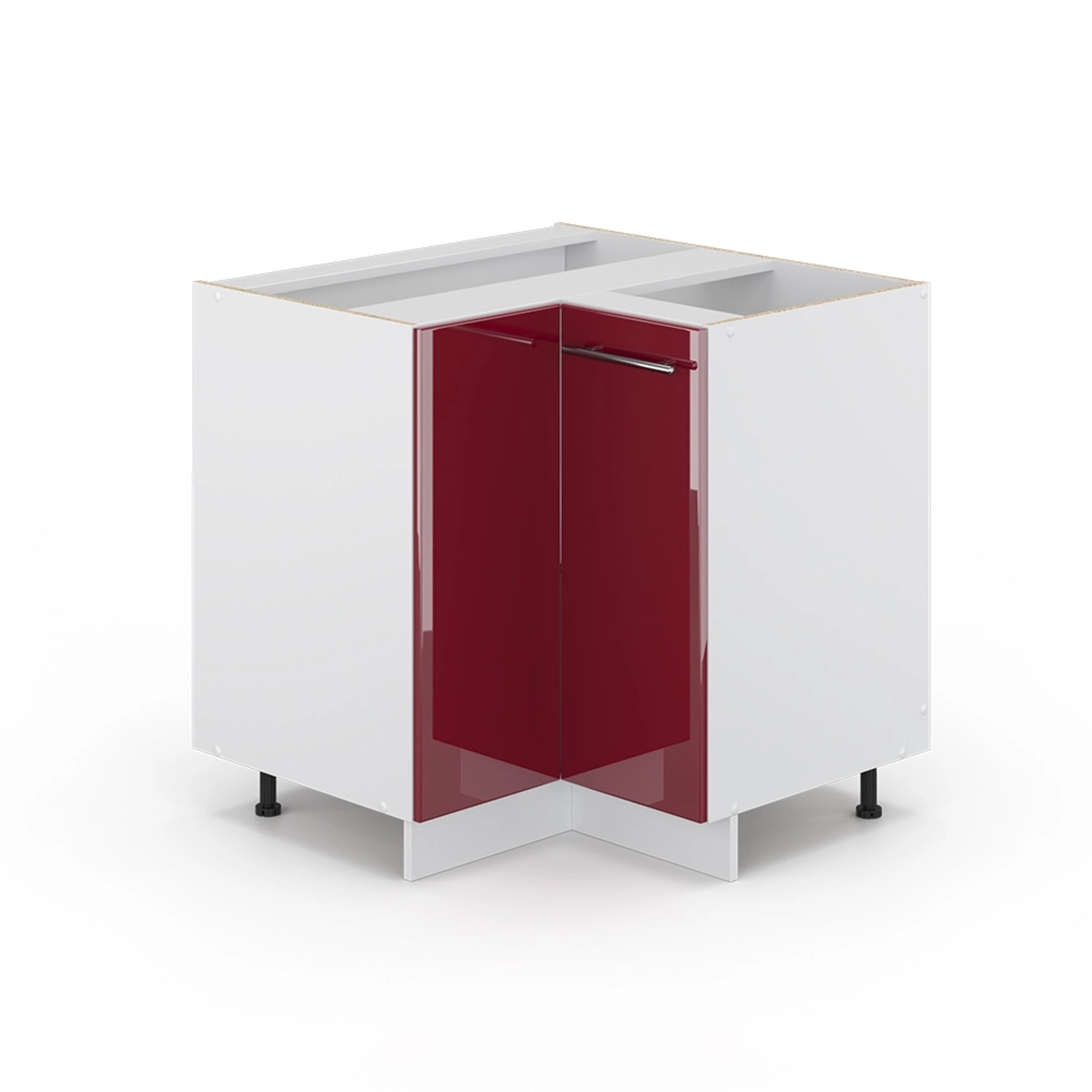 Vicco Eckunterschrank Fame-Line Bordeaux Hochglanz/Weiß 81 cm ohne Arbeitsplatte
