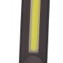 Schwarze LED-Arbeitsleuchte mit Akku, 36 cm hoch, für Werkstatt und Camping.