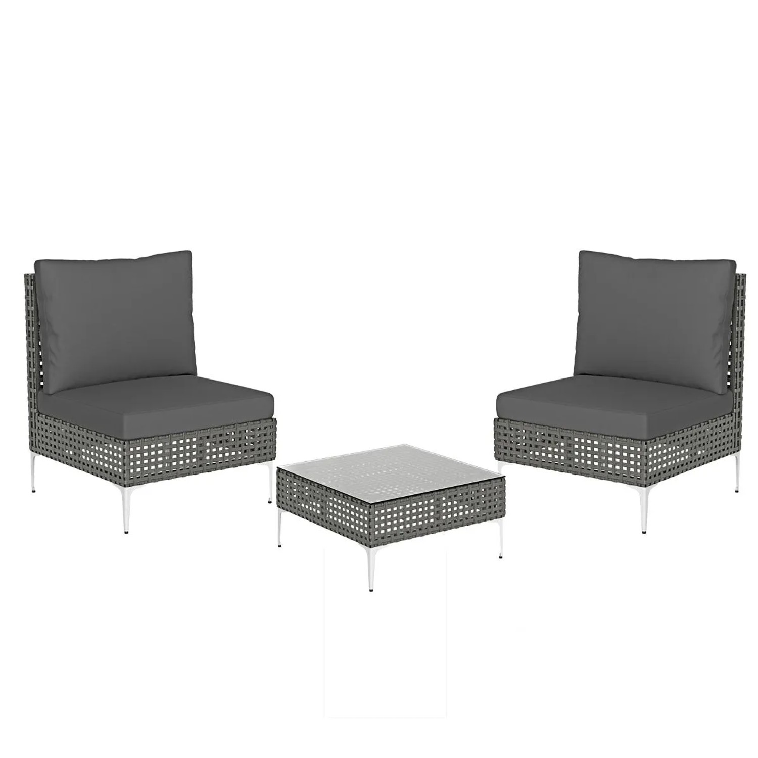 Costway 3 Tlg. Gartenmöbel Set mit 2 Stühle Inkl. Sitzkissen & Tisch