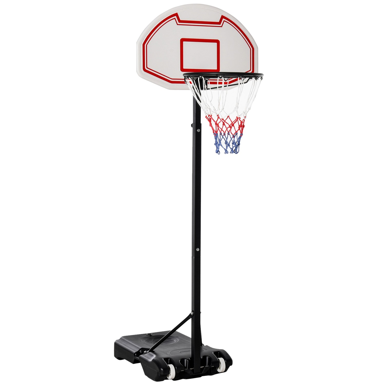 HOMCOM Basketballständer Stahl  Kunststoff Weiß Rot 73L x 49B x 194-249H cm