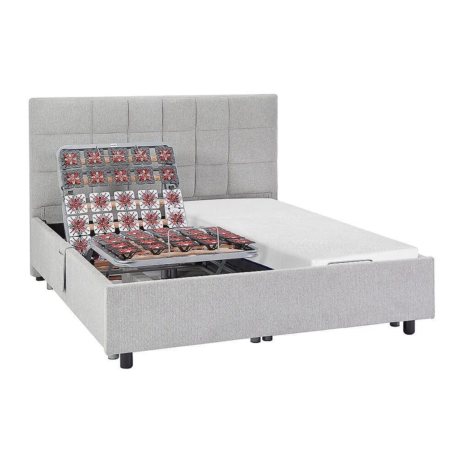 Vente-unique Bett Mit Elektrischem Lattenrost Erega Grau 204 cm  70 cm  12 cm