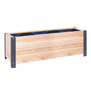 Wilk Pflanzkübel aus Lärchenholz, 120x40x41 cm, Lärche-Anthrazit, FSC®-zertifiziert.