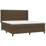 Braunes Boxspringbett (160x200 cm) mit Matratze und Kopfteil, Stoffbezug.