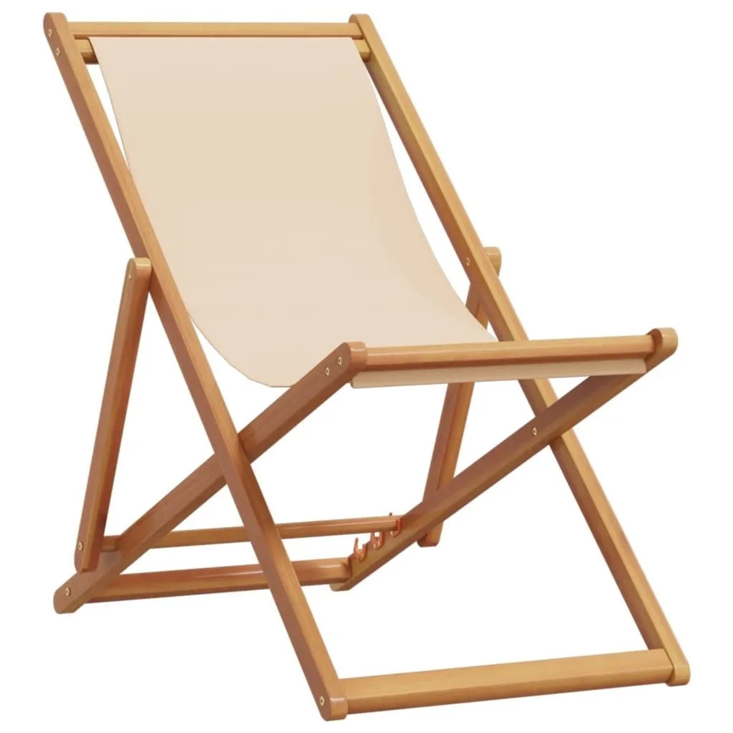 vidaXL Strandstuhl Klappbar Beige Massivholz Eukalyptus und Stoff 366564