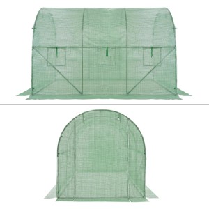 Grüne ECD Germany Gewächshaus Ersatzabdeckung 300x200x200 cm mit Tür und 6 Fenstern.