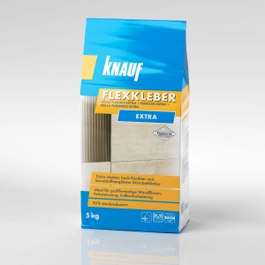Knauf Flexkleber Extra Grau, 5 kg Sack. Flexibler Fliesenkleber für Wand- und Bodenfliesen.