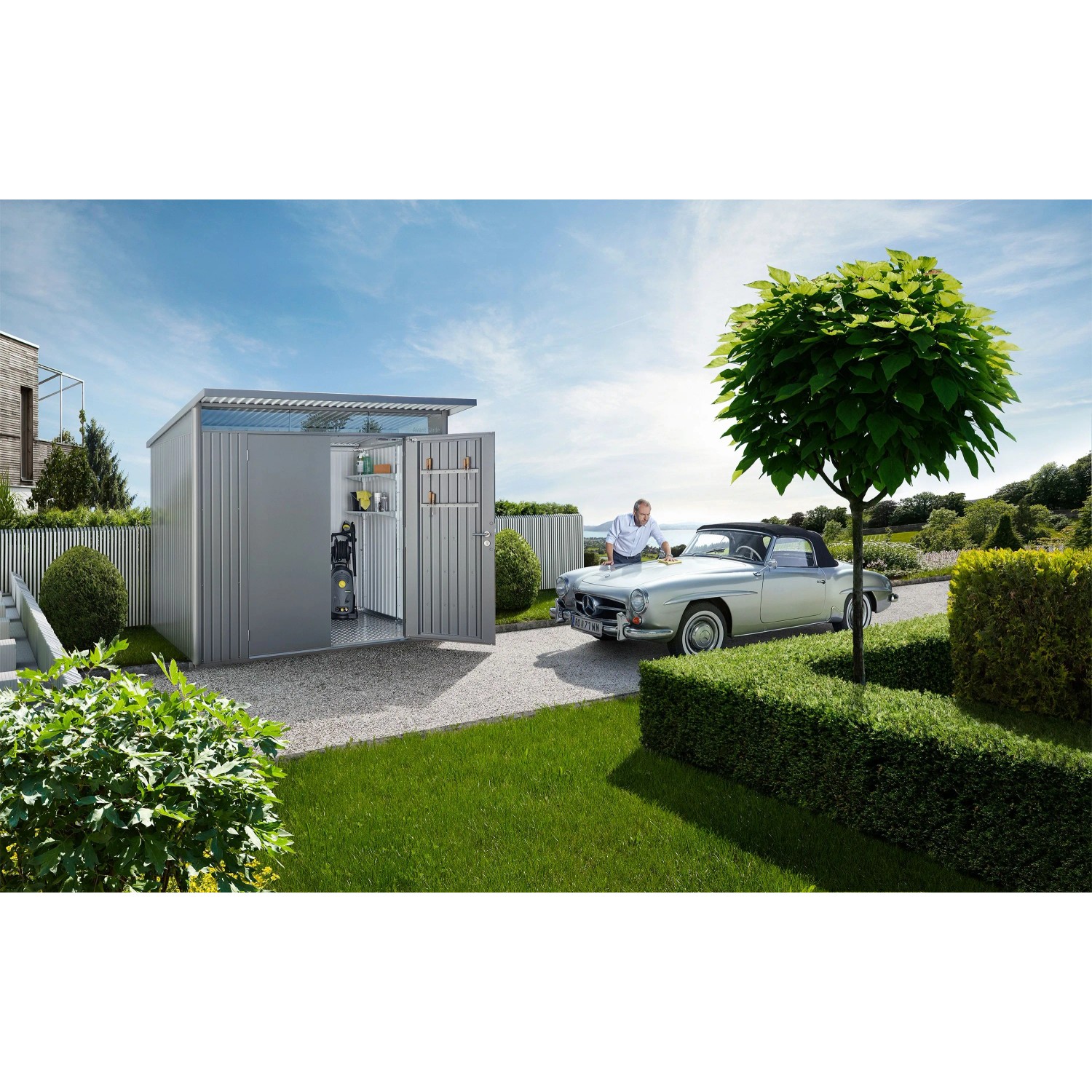 Biohort Metall-Gerätehaus AvantGarde Gr. A8 quarzgrau-metallic Doppeltür