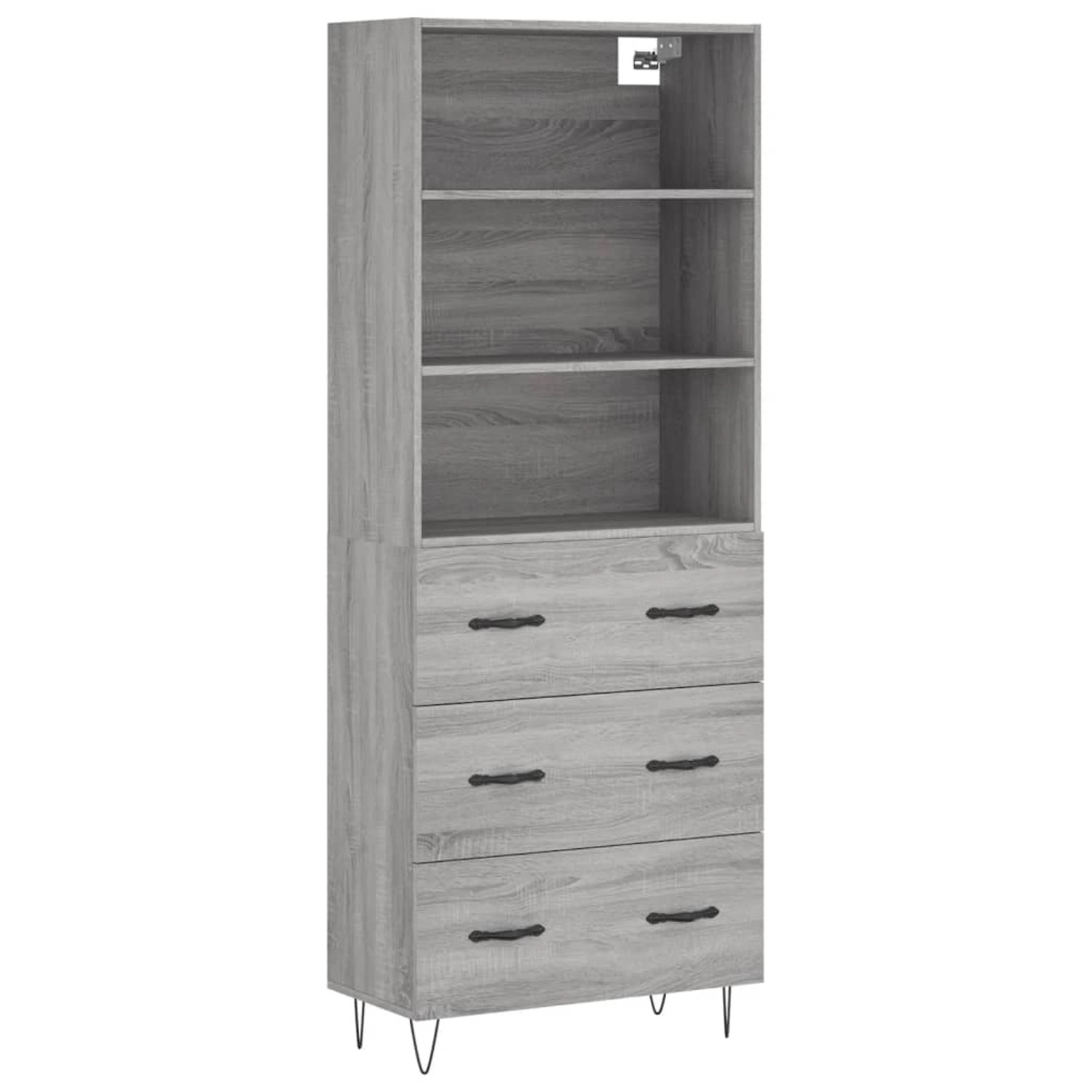 vidaXL Highboard Grau Sonoma 69,5x34x180 cm Holzwerkstoff 3189379