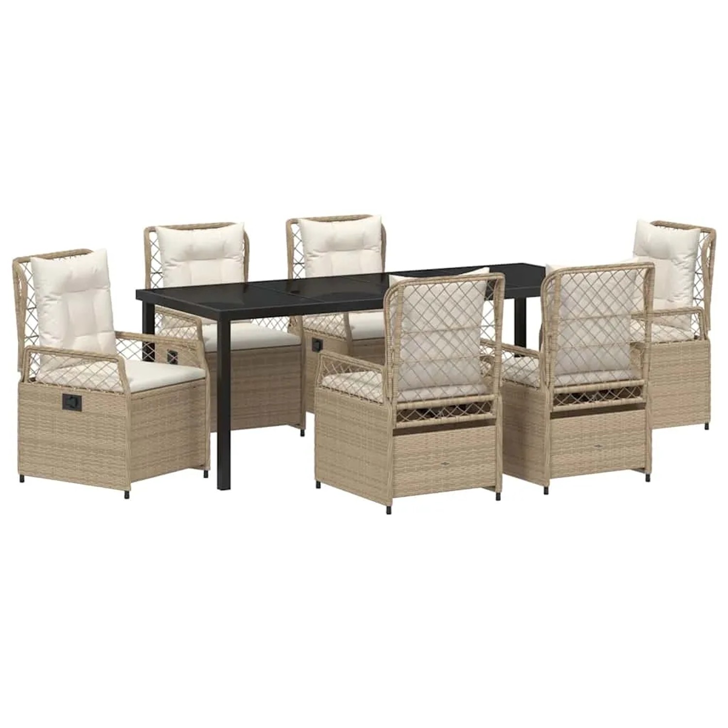 vidaXL Garten Essgruppe 7-Tlg Beige Poly Rattan 3381014
