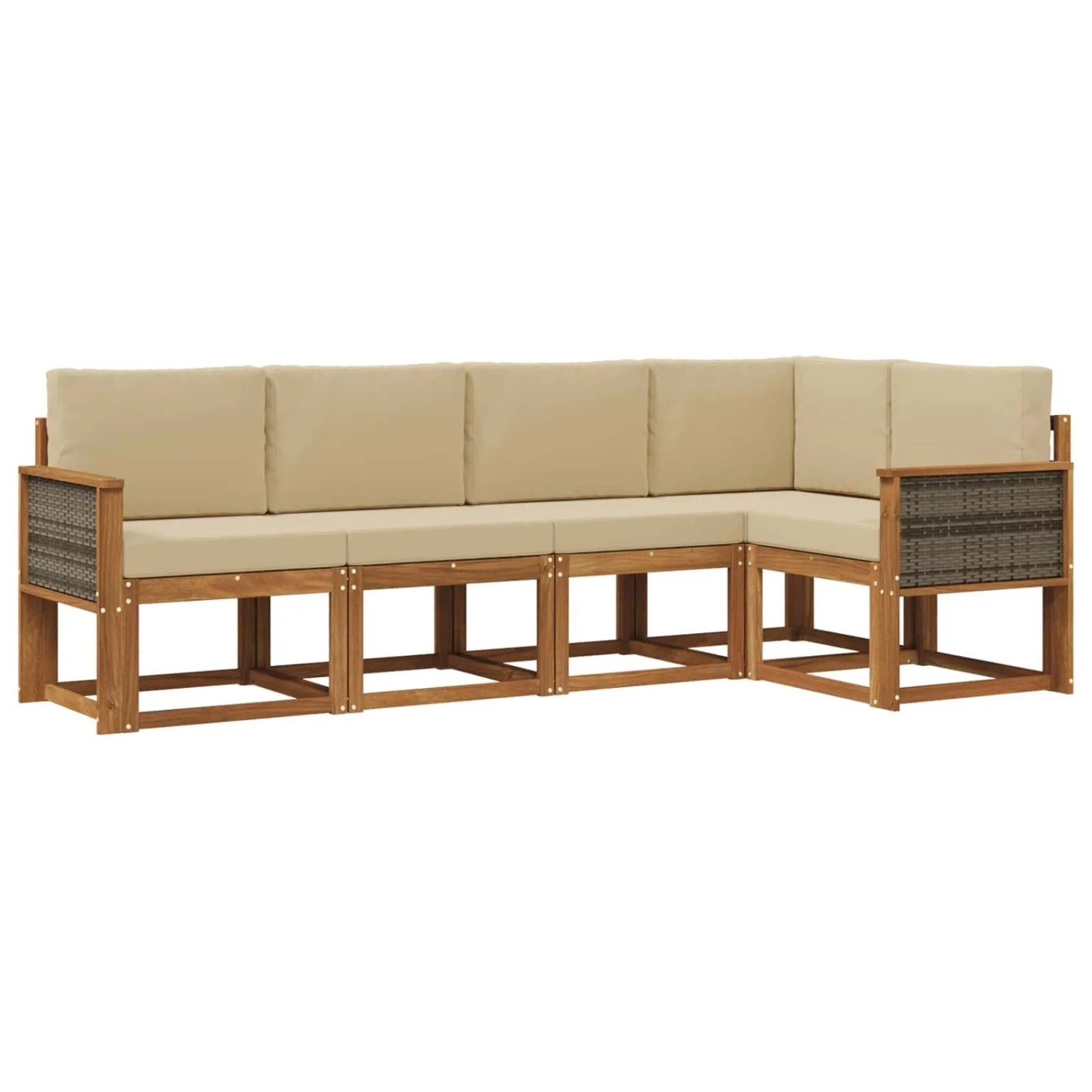 vidaXL Outdoor-Sofagarnitur mit Kissen 5 Stk Natur und Beige Polyester 3385209