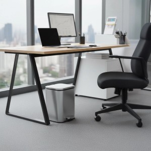 Relaxdays Mülleimer Edelstahl Silber Fingerprint-Schutz Tretpedal Softclose 27 cm x 21 cm x 19 cm 5 l