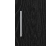 Detailaufnahme: Schwarzes Highboard in Eichenoptik mit silbernem Griff.