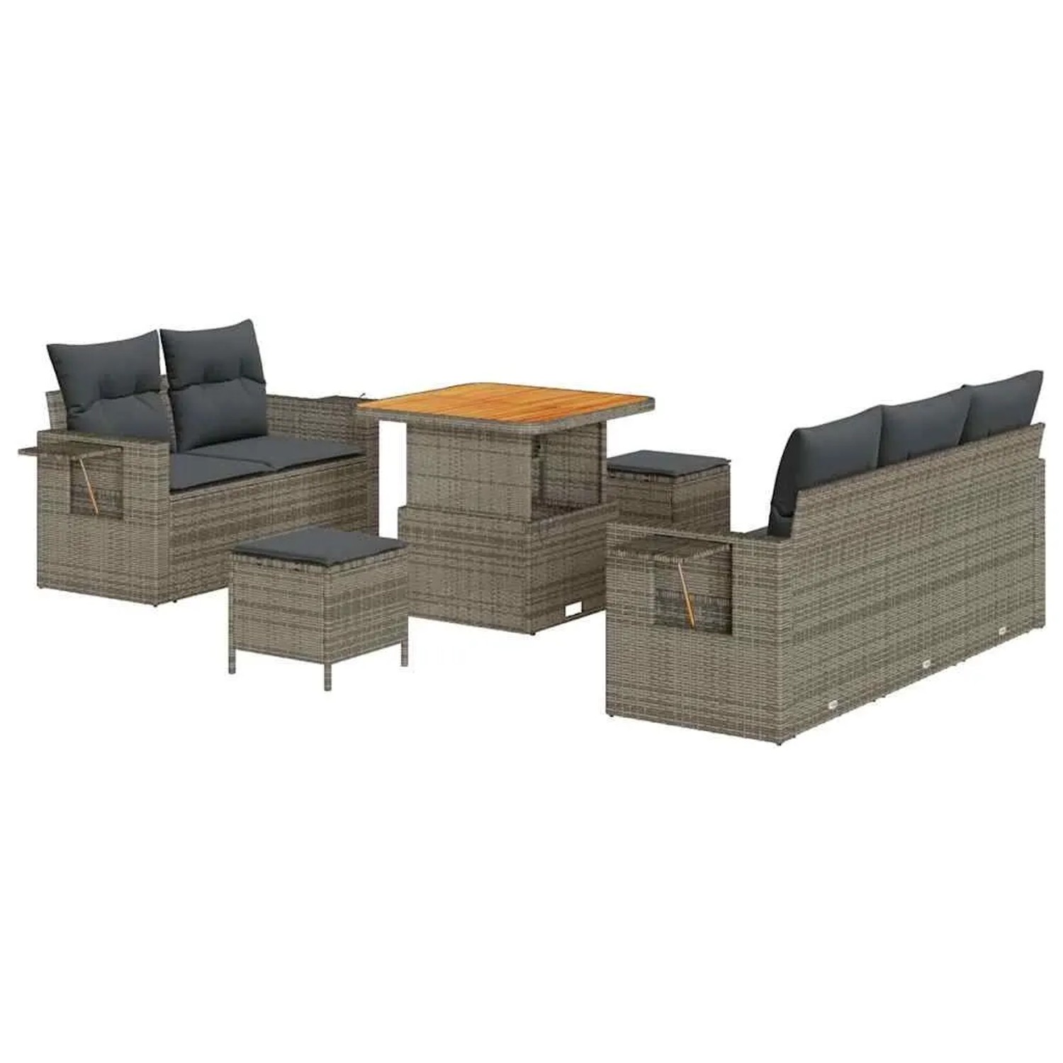 vidaXL Gartensofa-set mit Kissen mit Speicher 8-Tlg Grau Poly-Rattan 336363 günstig online kaufen
