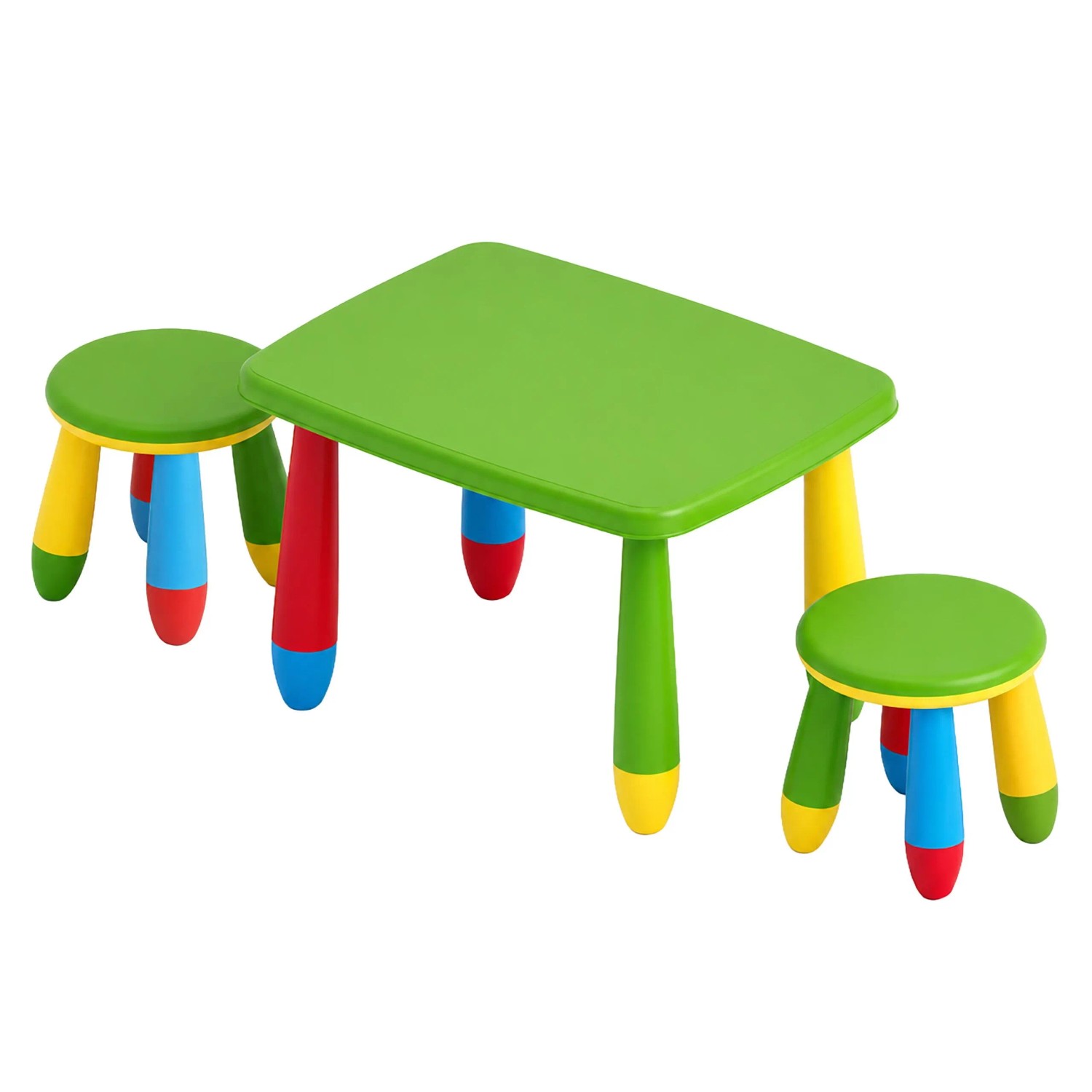 Relaxdays Kindersitzgruppe Kunststoff Rot Gelb Grün Blau 3-teilig Abwischbar 47 cm x 72,5 cm x 55 cm
