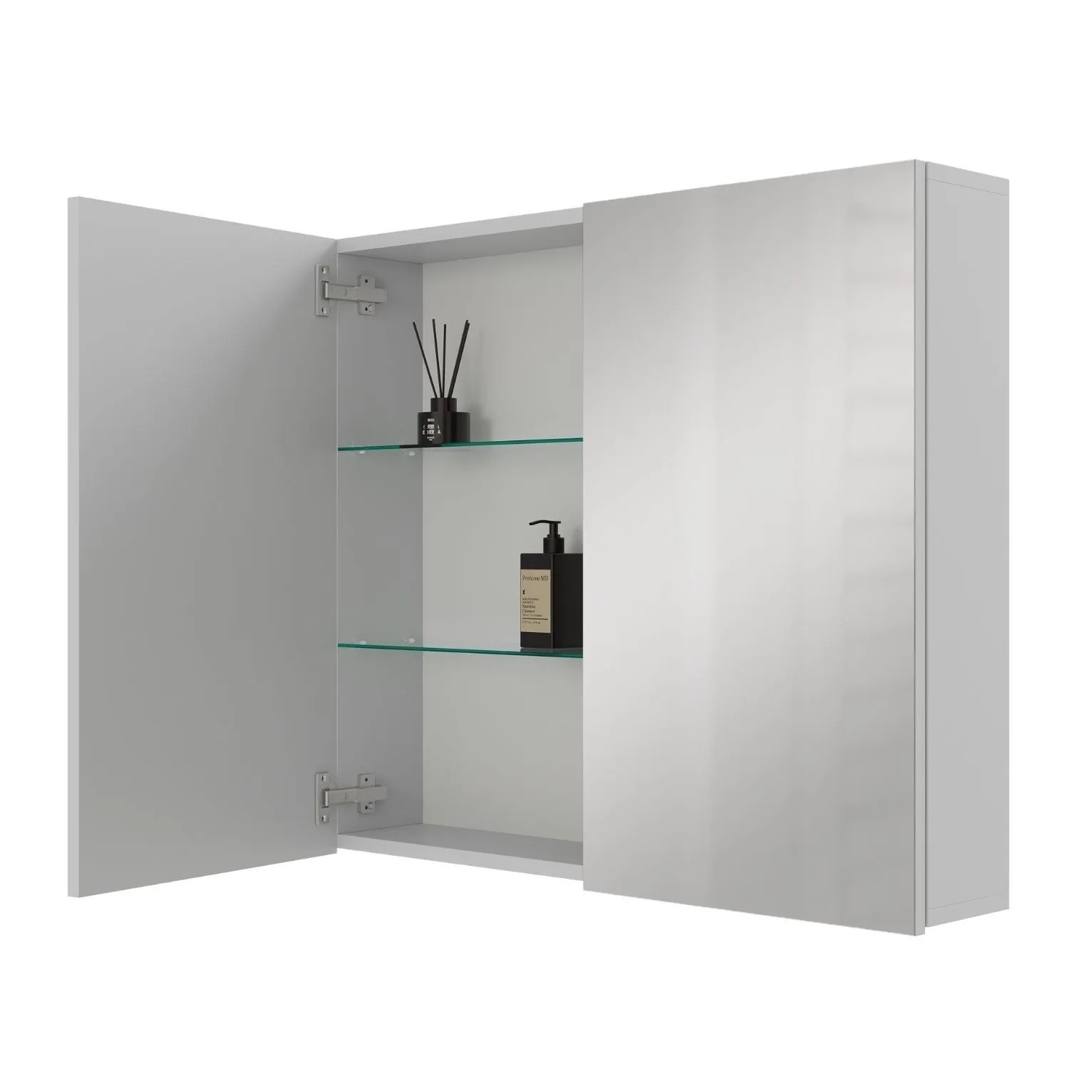 Planetmöbel ARIA Spiegelschrank 80 cm Weiß Grau ohne Leuchte ohne Steckdosenbox