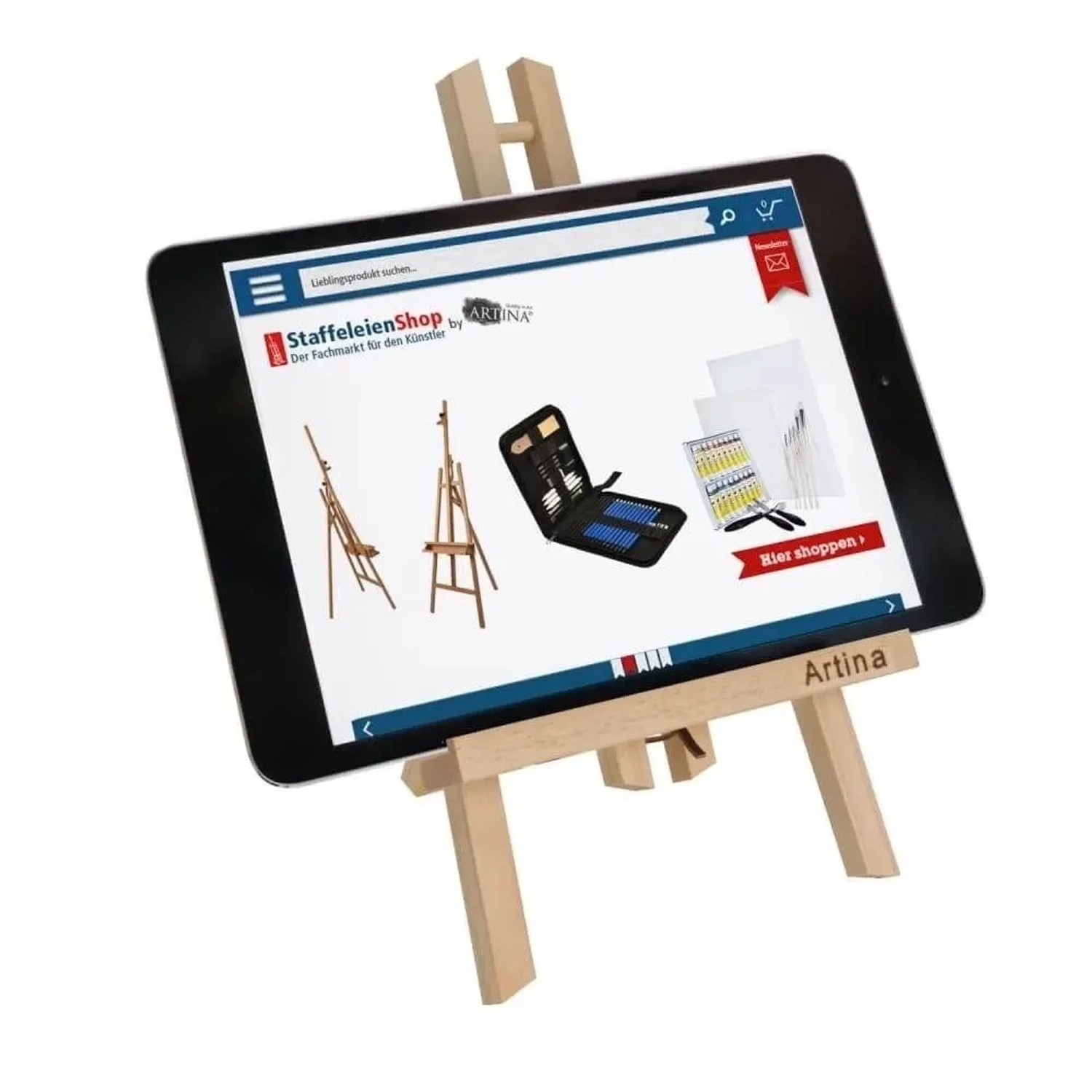 Artina Manchester Tischstaffelei 2er Set aus Holz, 28cm hoch, mit Tablet.