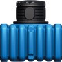 4rain Flachtank Flat S 1500 l: Blauer Erdtank mit schwarzem Domschacht für die Gartenbewässerung.