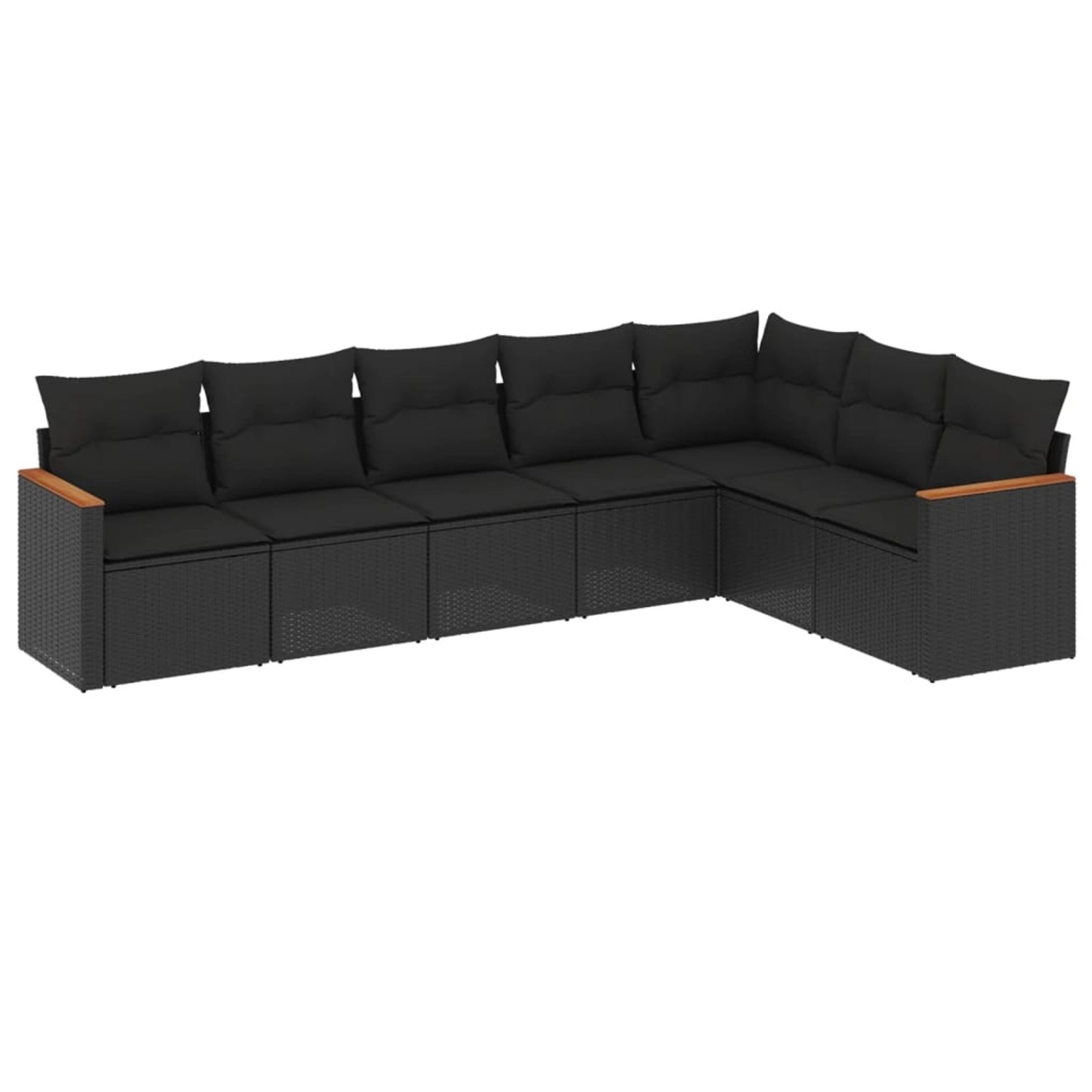 vidaXL 7-Tlg Garten-Sofagarnitur mit Kissen Schwarz Poly Rattan 3258429 günstig online kaufen