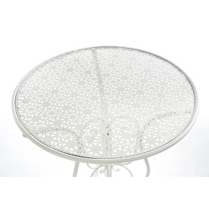 Kobolo Tisch Metalltisch 60Dmx70H cm Gartentisch Beistelltisch Metall Rund Cream