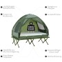 Outsunny Feldbett-Set für 2 Personen: Zelt, Feldbett, Luftmatratze und Decke in Grün. Ideal für Camping.