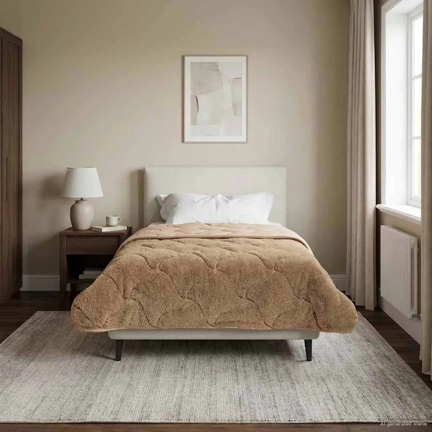 vidaXL Winterbettdecke Taupe 135 x 220 cm Mikrofaser und Teddy-Fleece 42026354_2