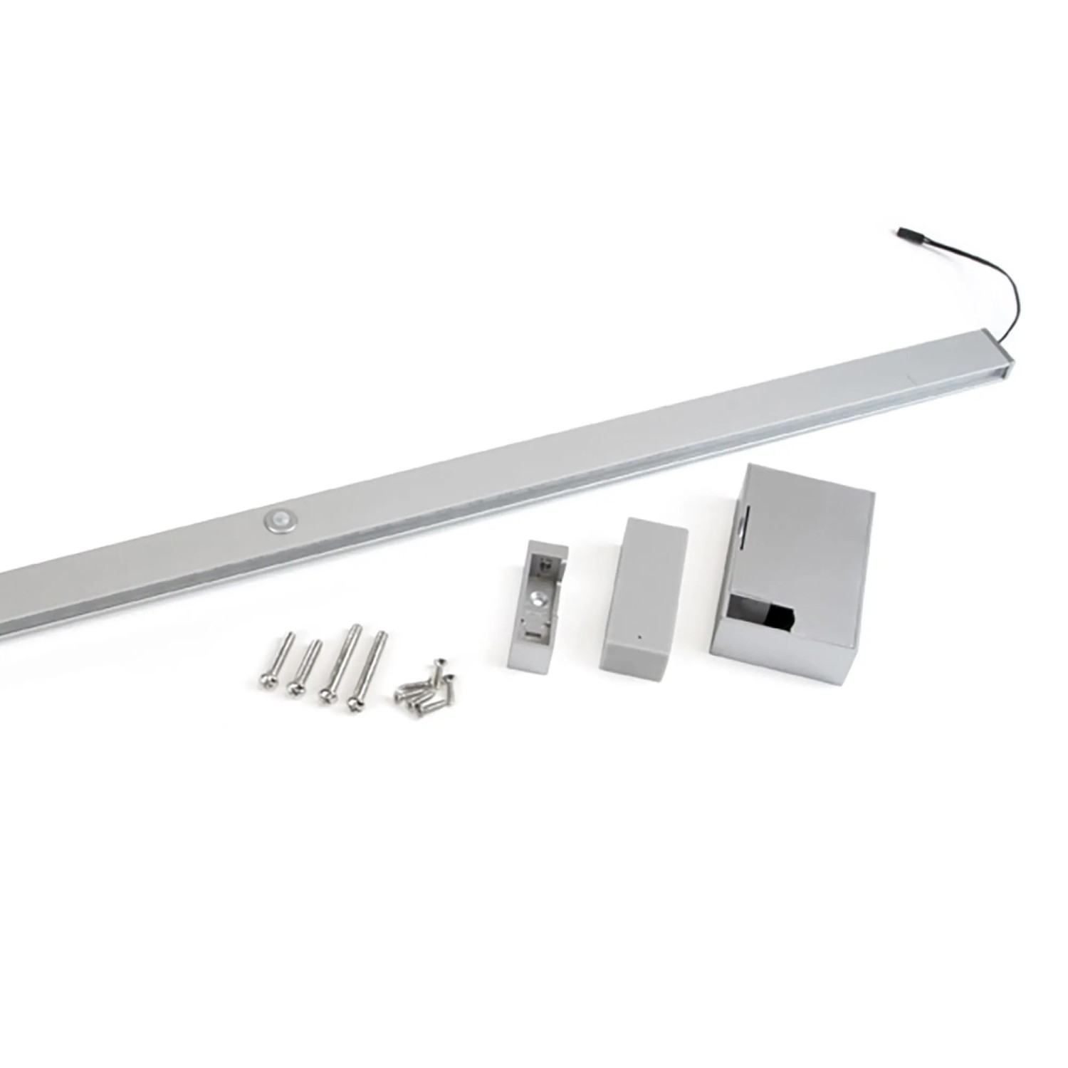 Emuca Garderobenstange mit LED-Licht Castor mit Abnehmbarer Batterie und Bewegungssensor L858 mm Kunststoff und Aluminium Metallic Grau