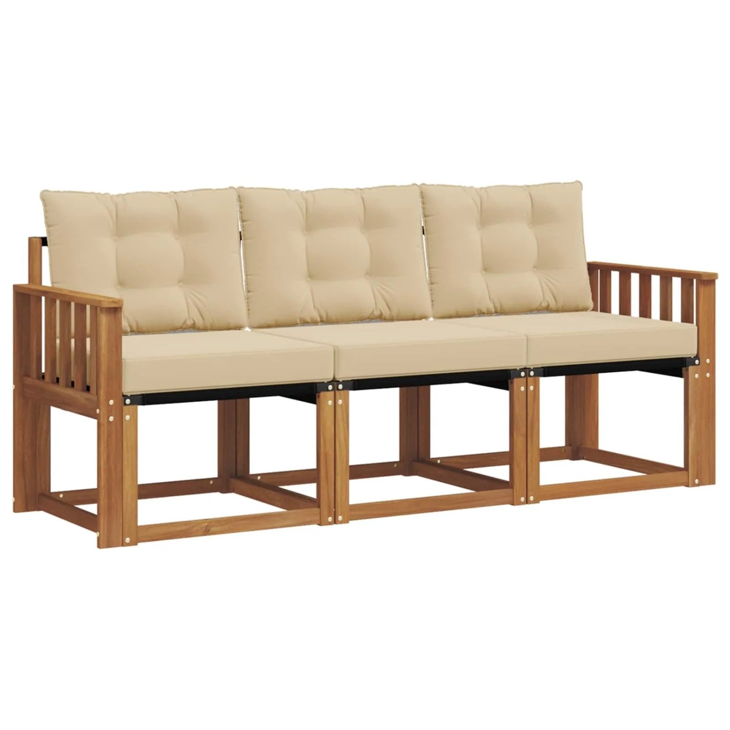 vidaXL Outdoor-Sofagarnitur mit Kissen 3-Tlg Natur und Beige 3368352