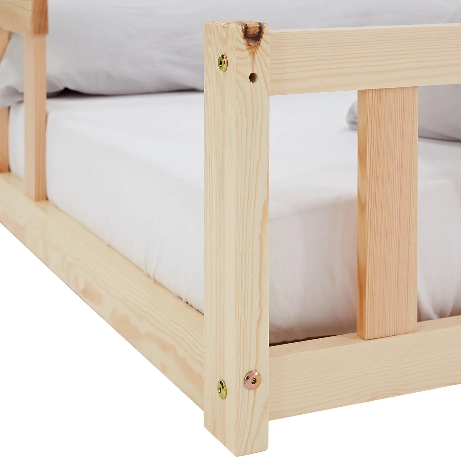 Detailaufnahme: Homestyle4u Kinderbett Natur 120x200 mit Rausfallschutz, Kiefer massiv.