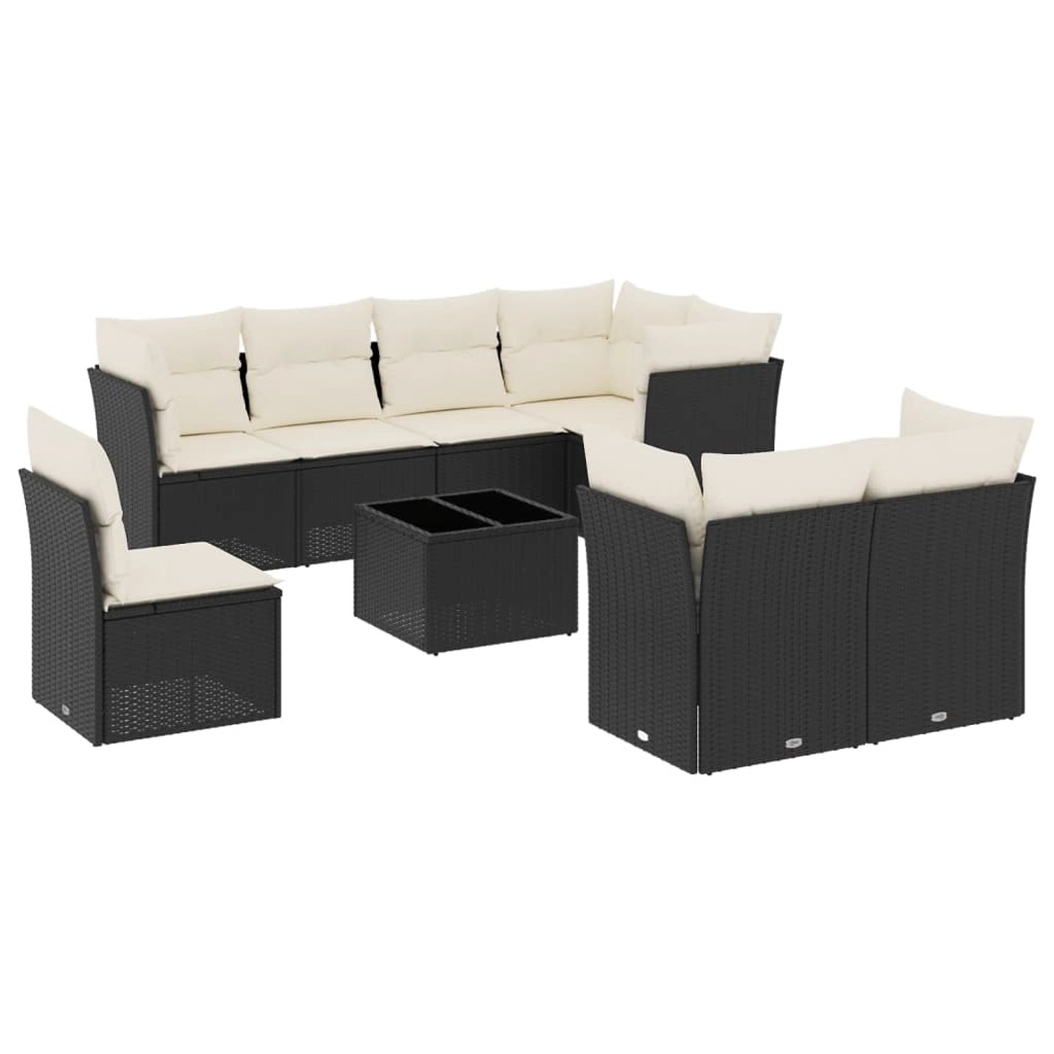 vidaXL 9-Tlg Garten-Sofagarnitur mit Kissen Schwarz Poly Rattan 3249775 günstig online kaufen