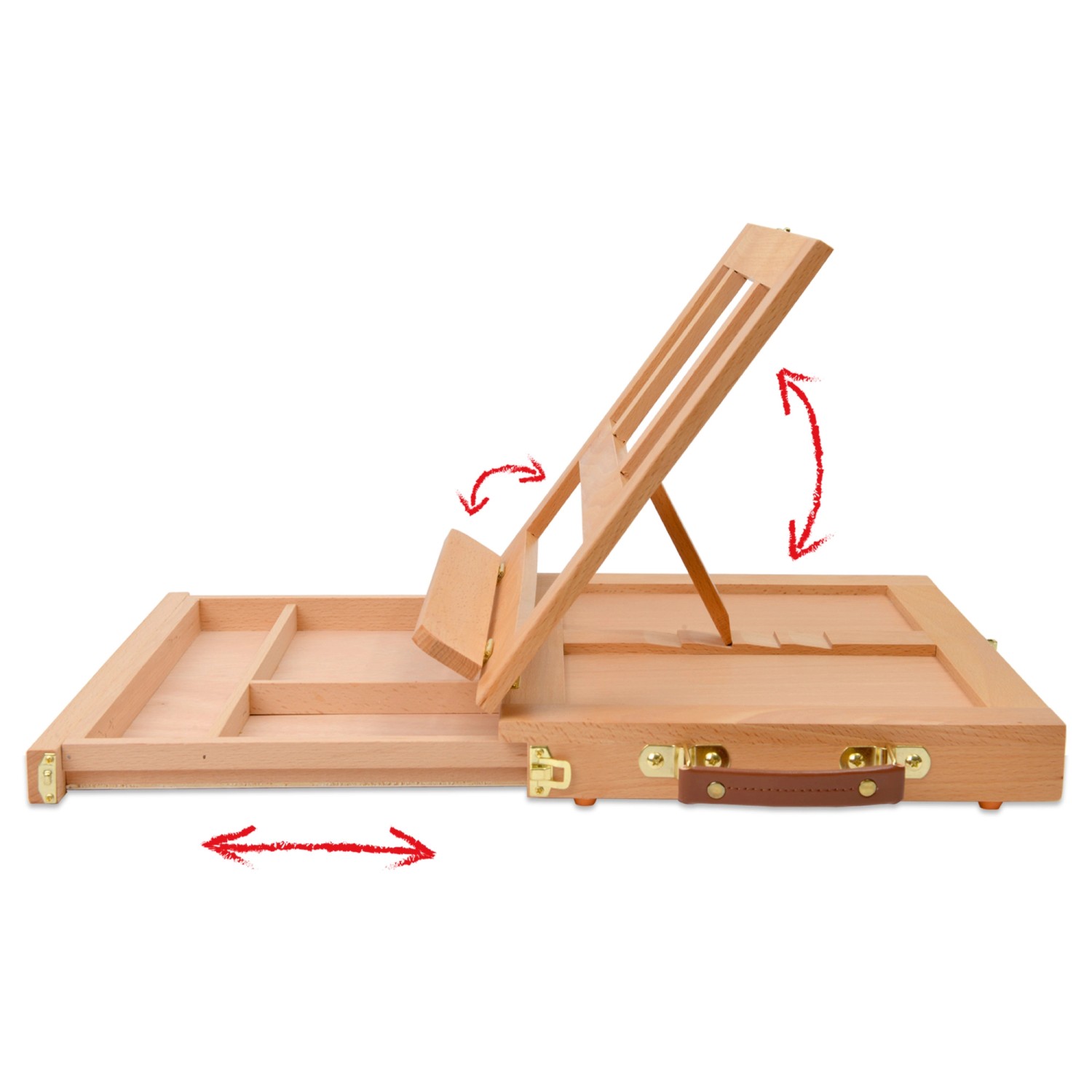 Artina Colmar Staffelei aus Buche, Tischstaffelei mit Schublade und verstellbarer Arbeitsfläche.