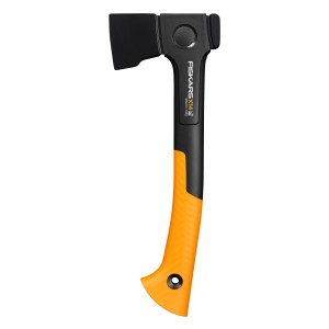 Fiskars X-series Universalaxt X14, 35,5 cm, mit schwarzem Axtkopf und orange-schwarzem Griff.