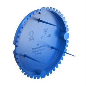 Blauer Kaiser Signaldeckel 1181-70, Ø 70 mm, zum Schutz von Schalterdosen beim Verputzen.