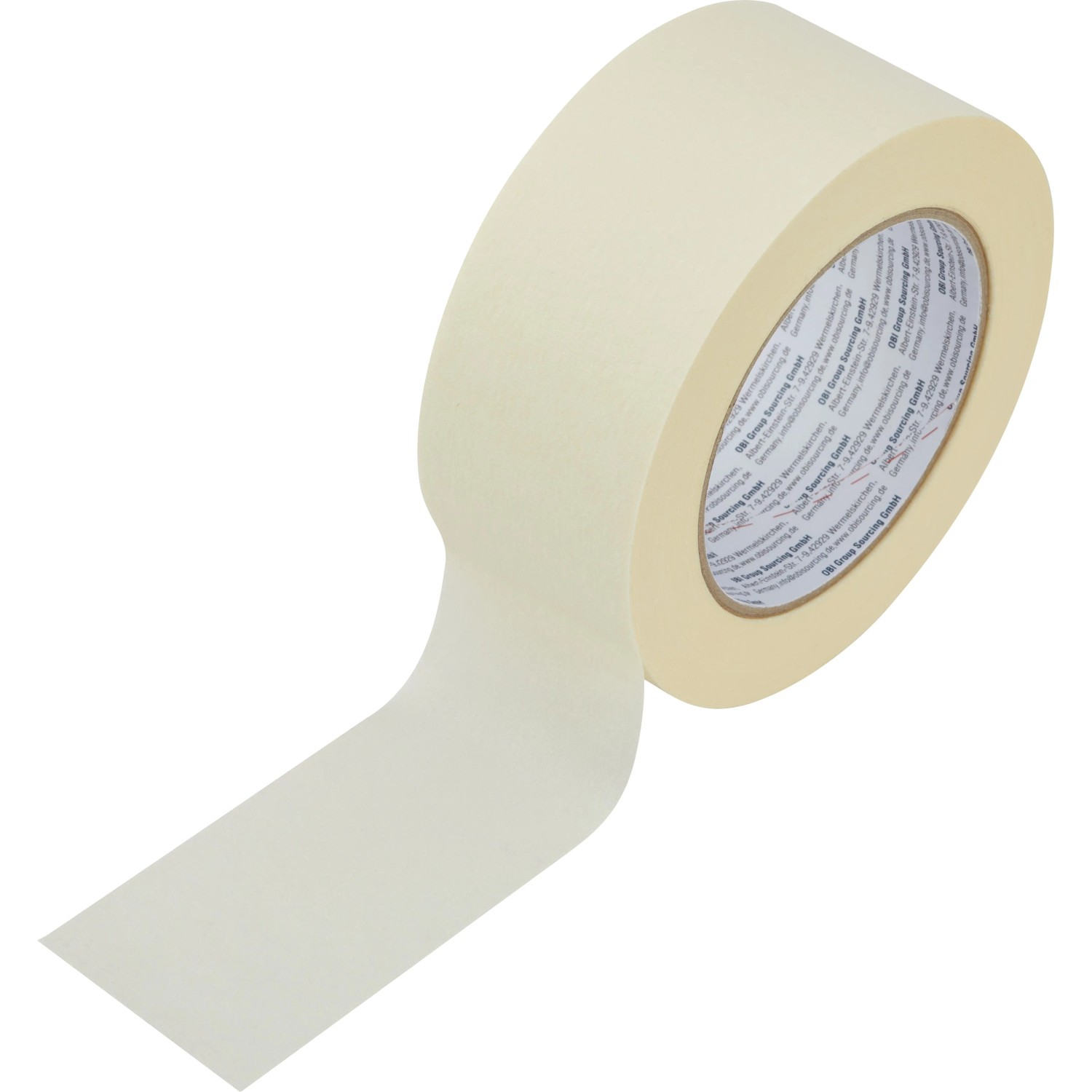 Beiges Flachkrepp Klebeband aus dem 3er-Set, 30 mm x 50 m, auf Rolle, für präzise Malerarbeiten.