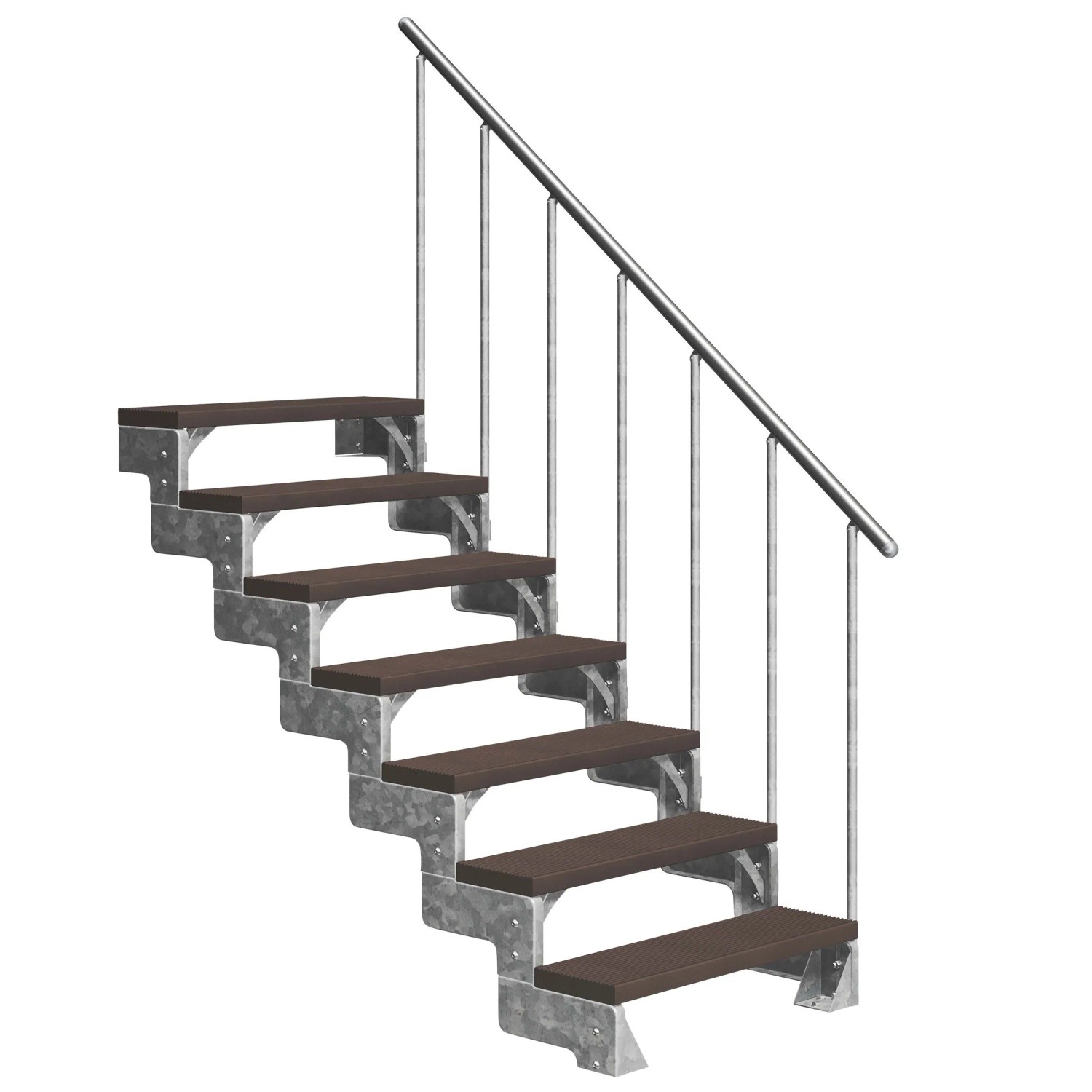 Dolle Außentreppe Gardentop 7 TRIMAX-Stufen 80 cm Dunkelbraun + Alu-Gelände günstig online kaufen