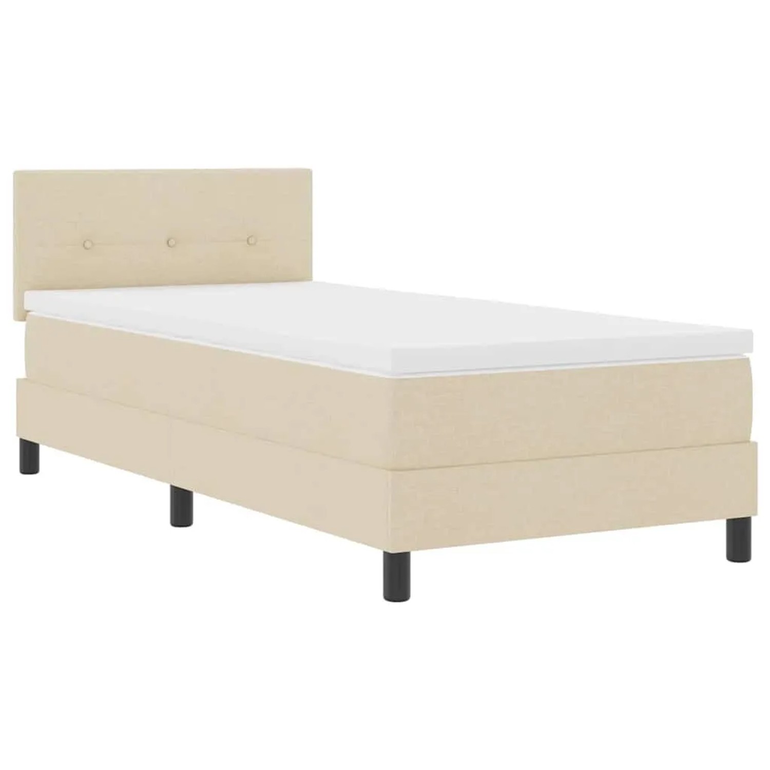 vidaXL Boxspringbett mit Matratze mit Kopfteil Creme 80 x 200 cm Stoff 3342168